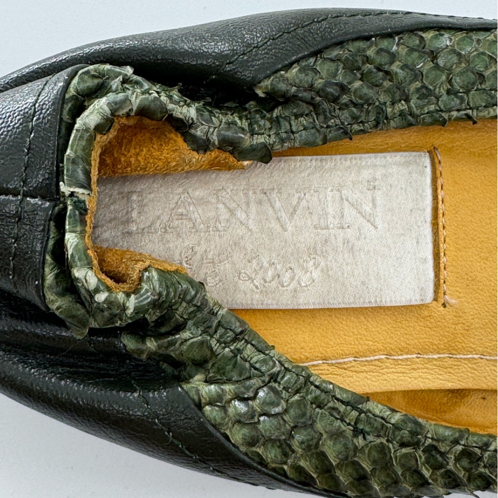 Lanvin Green Python Leather Ballet Flats - image 2